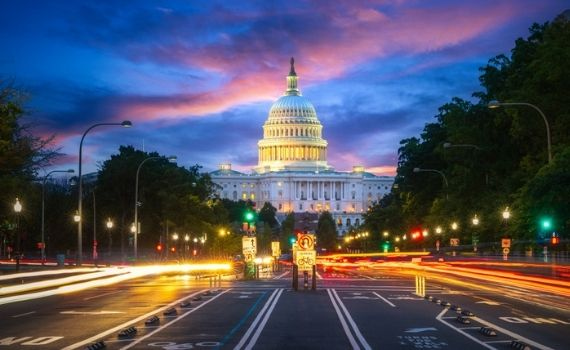 Washington DC city roads and streets at night